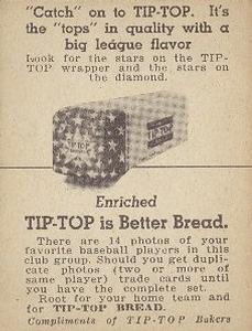 1947 Tip Top (D323) #NNO Elbie Fletcher Back