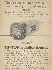 1947 Tip Top (D323) #NNO Ken Burkhart Back