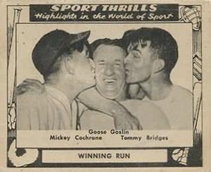 1948 Swell Sport Thrills #13 Winning Run: Mickey Cochrane / Goose Goslin / Tommy Bridges Front