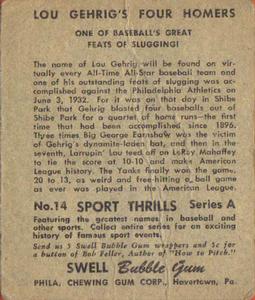 1948 Swell Sport Thrills #14 Great Slugging: Lou Gehrig's Four Homers Back