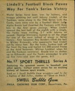 1948 Swell Sport Thrills #17 Football Block: Johnny Lindell Back