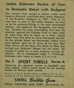 1948 Swell Sport Thrills #3 Dramatic Debut: Jackie Robinson Back
