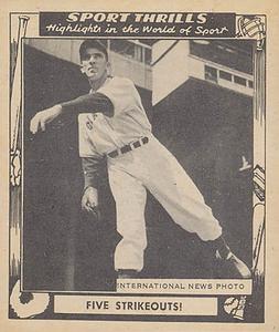1948 Swell Sport Thrills #8 Five Strikeouts: Nationals Lose All-Star Game - Carl Hubbell Front