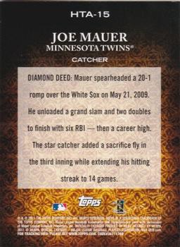 2011 Topps Diamond Anniversary HTA #HTA-15 Joe Mauer Back