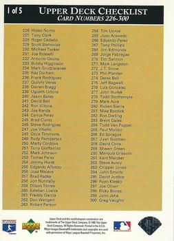 1995 Upper Deck - Checklists Series Two #1 Cecil Fielder Back