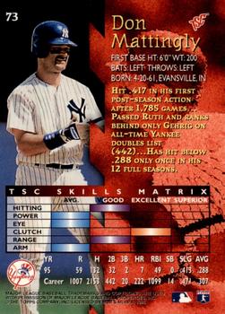 1996 Stadium Club - Members Only #73 Don Mattingly Back