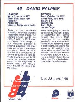 1984 Stuart Montreal Expos #23 David Palmer Back
