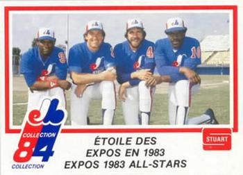 1984 Stuart Montreal Expos #36 Expos 1983 All Stars (Andre Dawson / Tim Raines / Steve Rogers / Gary Carter) Front