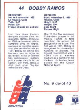 1984 Stuart Montreal Expos #9 Roberto Ramos Back