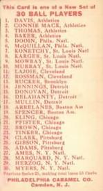 1910 Philadelphia Caramel E96 #NNO Claude Rossman Back