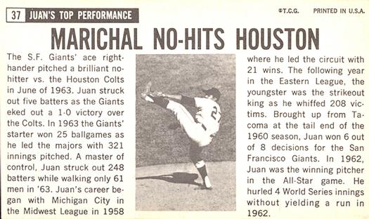 1964 Topps Giants #37 Juan Marichal Back