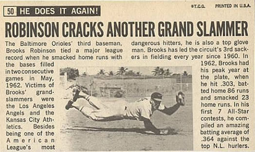 1964 Topps Giants #50 Brooks Robinson Back