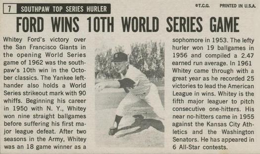 1964 Topps Giants #7 Whitey Ford Back