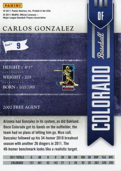 2011 Playoff Contenders #9 Carlos Gonzalez Back