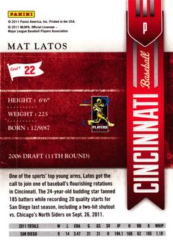 2011 Playoff Contenders #22 Mat Latos Back