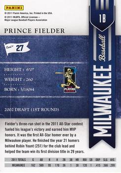 2011 Playoff Contenders #27 Prince Fielder Back