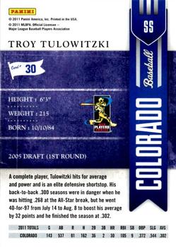 2011 Playoff Contenders #30 Troy Tulowitzki Back