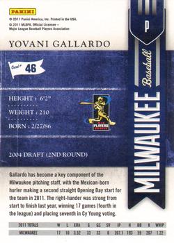 2011 Playoff Contenders #46 Yovani Gallardo Back