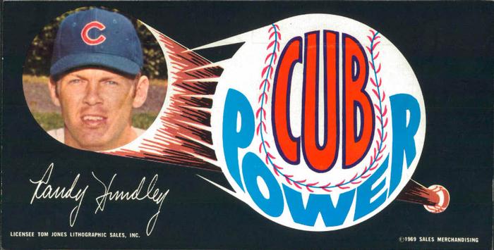 1969 Cub Power Chicago Cubs Bumperstickers #NNO Randy Hundley Front