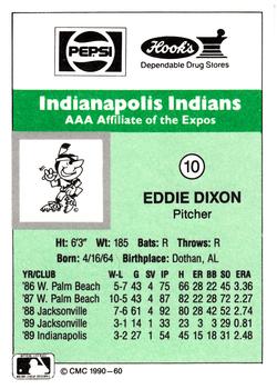 1990 CMC Indianapolis Indians #10 Eddie Dixon Back