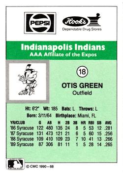 1990 CMC Indianapolis Indians #18 Otis Green Back
