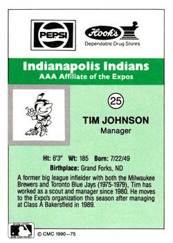 1990 CMC Indianapolis Indians #25 Tim Johnson Back