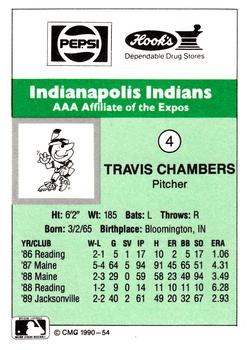 1990 CMC Indianapolis Indians #4 Travis Chambers Back