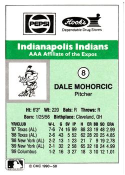 1990 CMC Indianapolis Indians #8 Dale Mohorcic Back