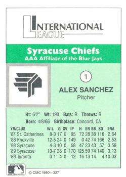 1990 CMC Syracuse Chiefs #1 Alex Sanchez Back