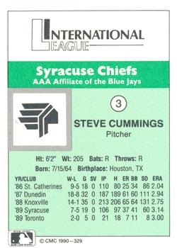 1990 CMC Syracuse Chiefs #3 Steve Cummings Back