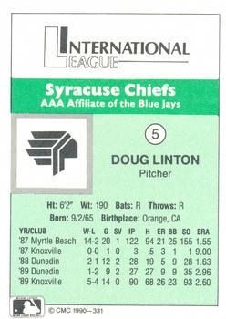 1990 CMC Syracuse Chiefs #5 Doug Linton Back