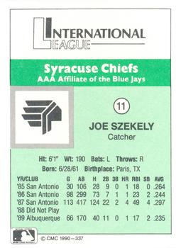 1990 CMC Syracuse Chiefs #11 Joe Szekely Back