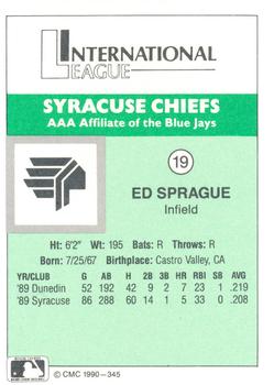 1990 CMC Syracuse Chiefs #19 Ed Sprague Back