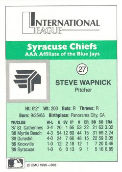 1990 CMC Syracuse Chiefs #27 Steve Wapnick Back
