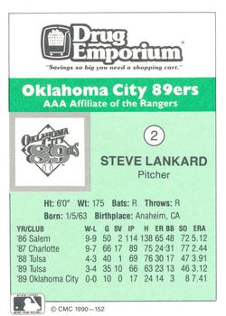1990 CMC Oklahoma City 89ers #2 Steve Lankard Back