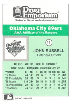 1990 CMC Oklahoma City 89ers #11 John Russell Back