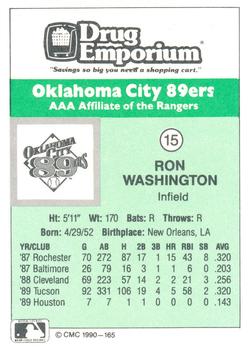1990 CMC Oklahoma City 89ers #15 Ron Washington Back