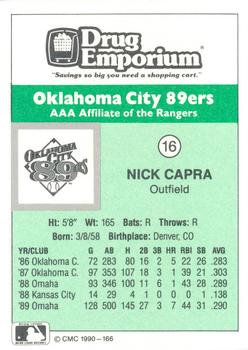 1990 CMC Oklahoma City 89ers #16 Nick Capra Back