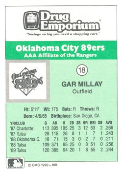1990 CMC Oklahoma City 89ers #18 Gar Millay Back
