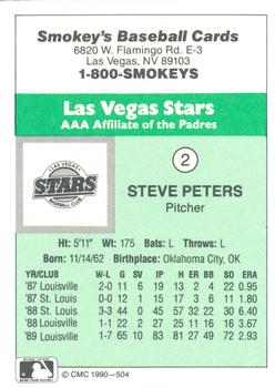 1990 CMC Las Vegas Stars #2 Steve Peters Back