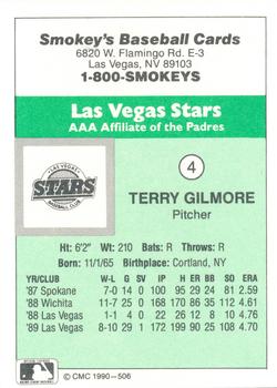 1990 CMC Las Vegas Stars #4 Terry Gilmore Back