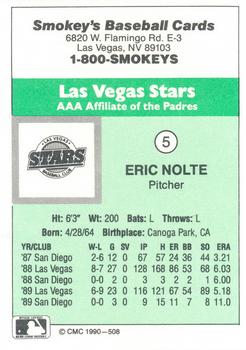 1990 CMC Las Vegas Stars #5 Eric Nolte Back