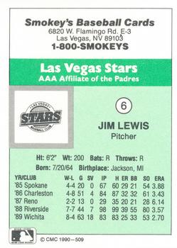 1990 CMC Las Vegas Stars #6 Jim Lewis Back