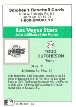 1990 CMC Las Vegas Stars #25 Todd Hutcheson Back