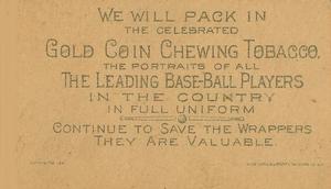 1887 Buchner Gold Coin (N284) #NNO Joe Mulvey Back