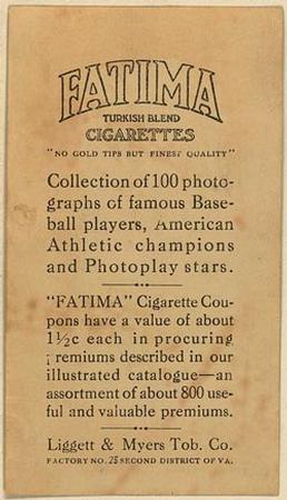 1914 Fatima (T222) #NNO Roger Bresnahan Back