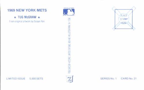 1989 Historic Limited Editions 1969 New York Mets Postcards #21 Tug McGraw Back