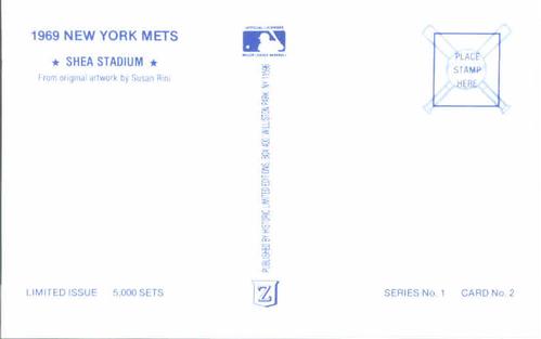1989 Historic Limited Editions 1969 New York Mets Postcards #2 Shea Stadium Back