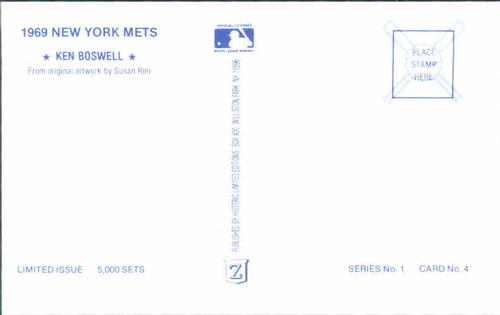 1989 Historic Limited Editions 1969 New York Mets Postcards #4 Ken Boswell Back