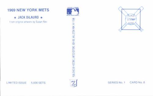 1989 Historic Limited Editions 1969 New York Mets Postcards #8 Jack DiLauro Back